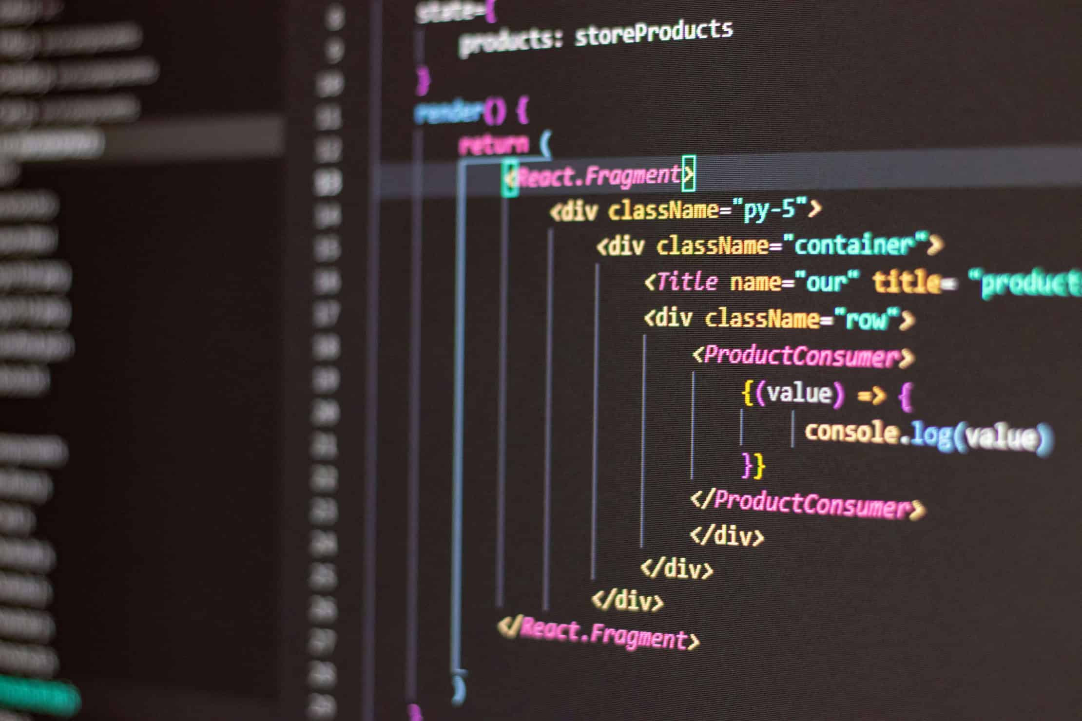 Computer screen displaying code